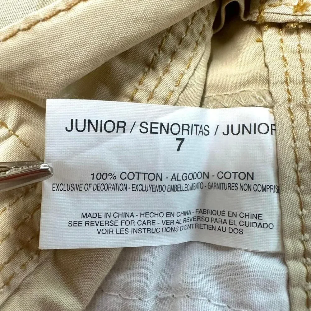 GRANE 2000s Y2K Tan Capri Overalls Cargo Baggy Juniors‎ 7 Pockets Indie Utility